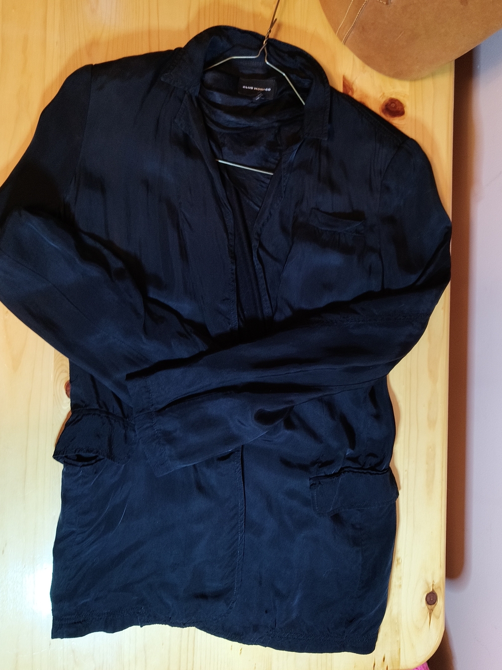 Club Monaco Black Cupro And Rayon Blazer, Size 6, Shoulderpads